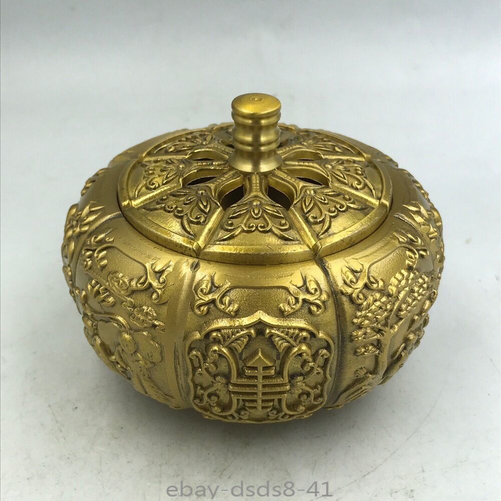 Pure Copper Pumpkin Incense Burner Antique Copper Creative Ornaments