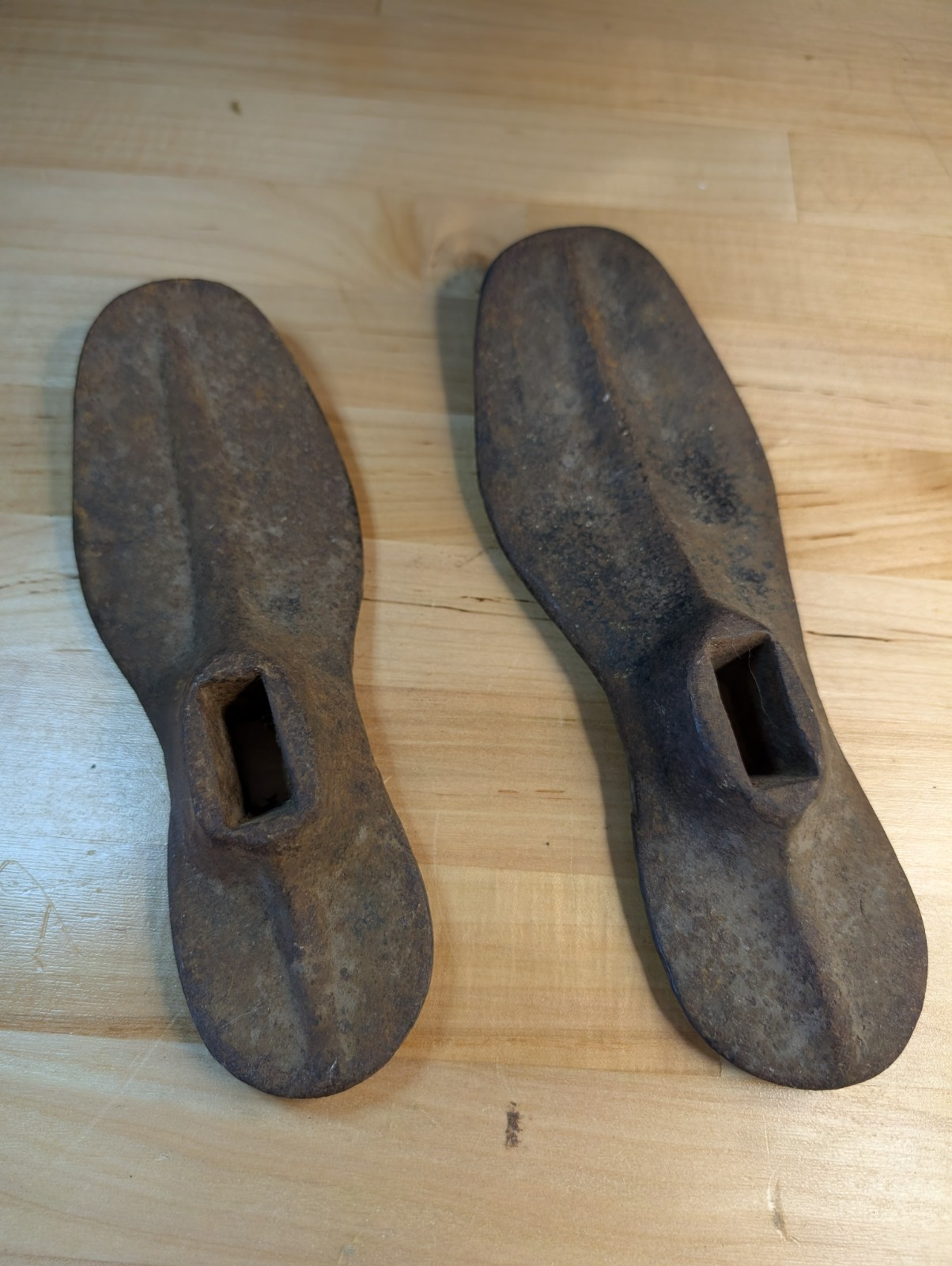Pair of Antique Cast Iron Cobbler Shoe Lasts Primitive Shoemaker Forms Tool