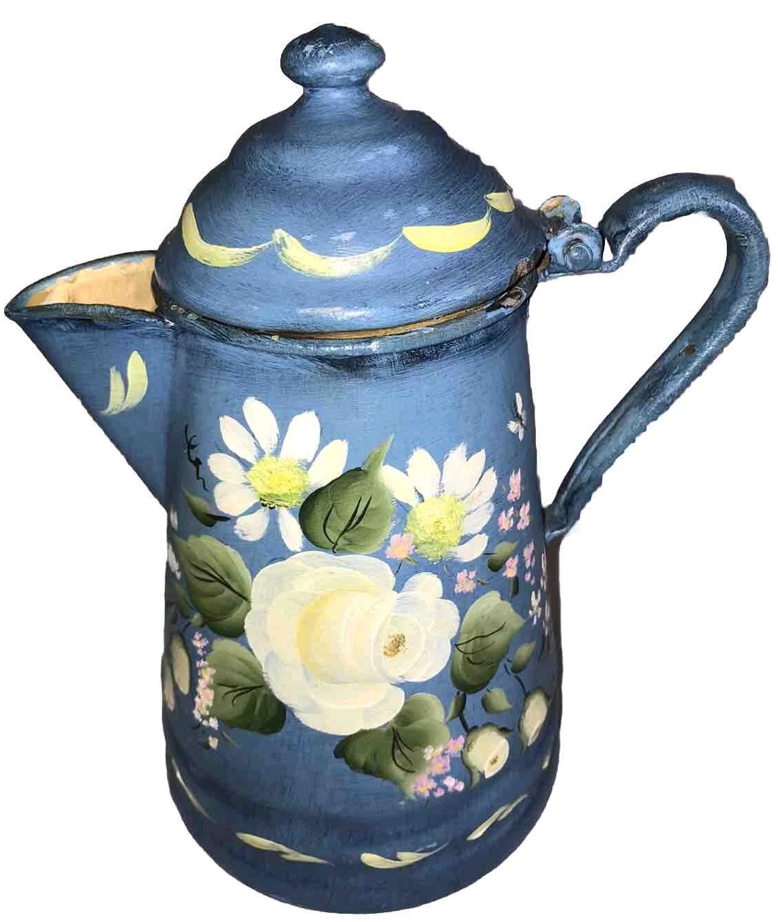 Vintage Signed Hand Painted Folk Art Coffee Pot