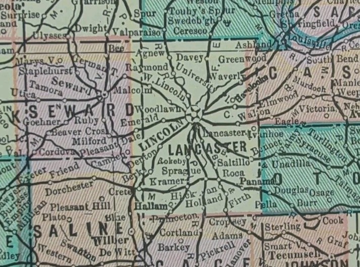 Vintage 1902 NEBRASKA Map 14″x11″ Old Antique Original HASTINGS GRAND ISLAND NE