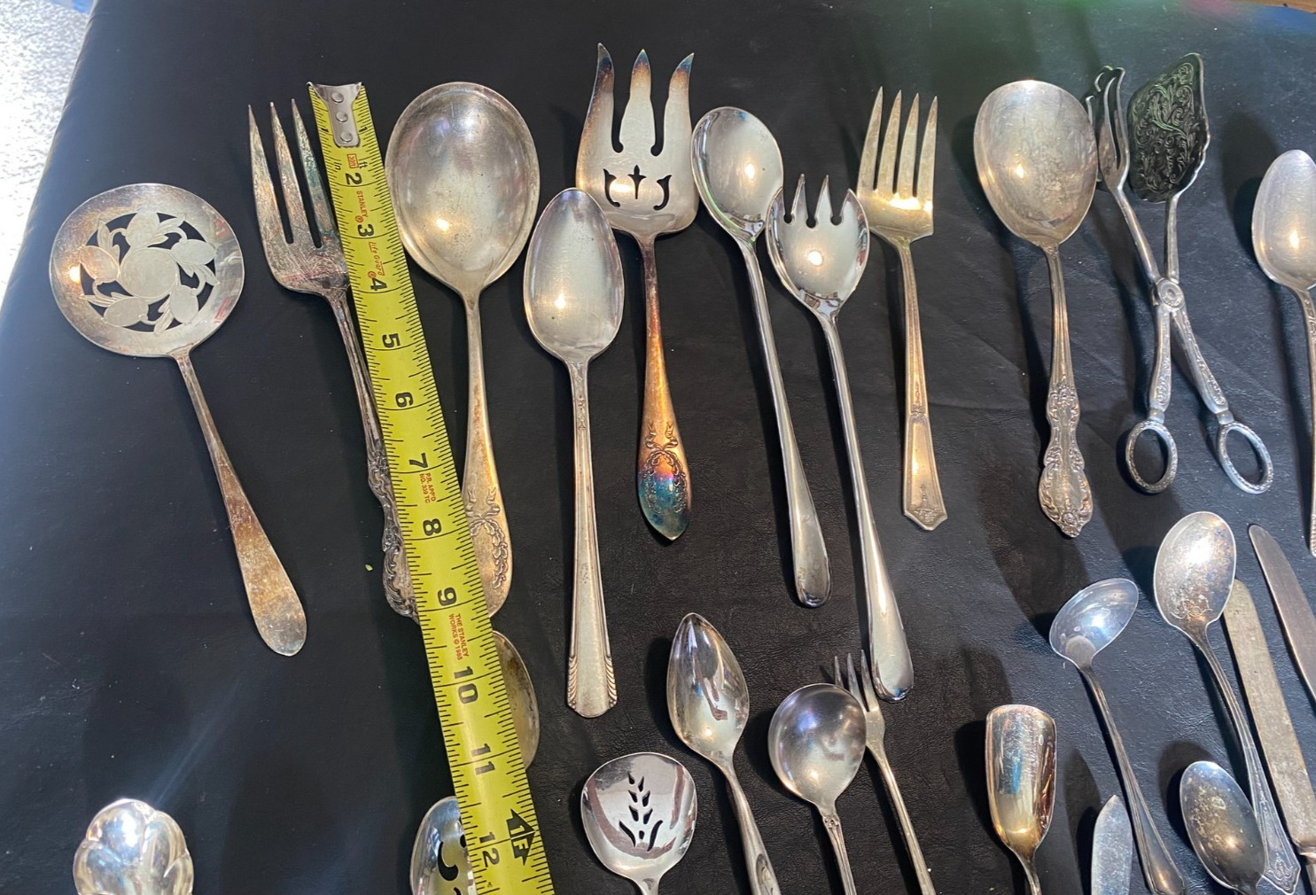 silverplate flatware lot 37 serving pieces utensils w/ spoon fork knife etc.