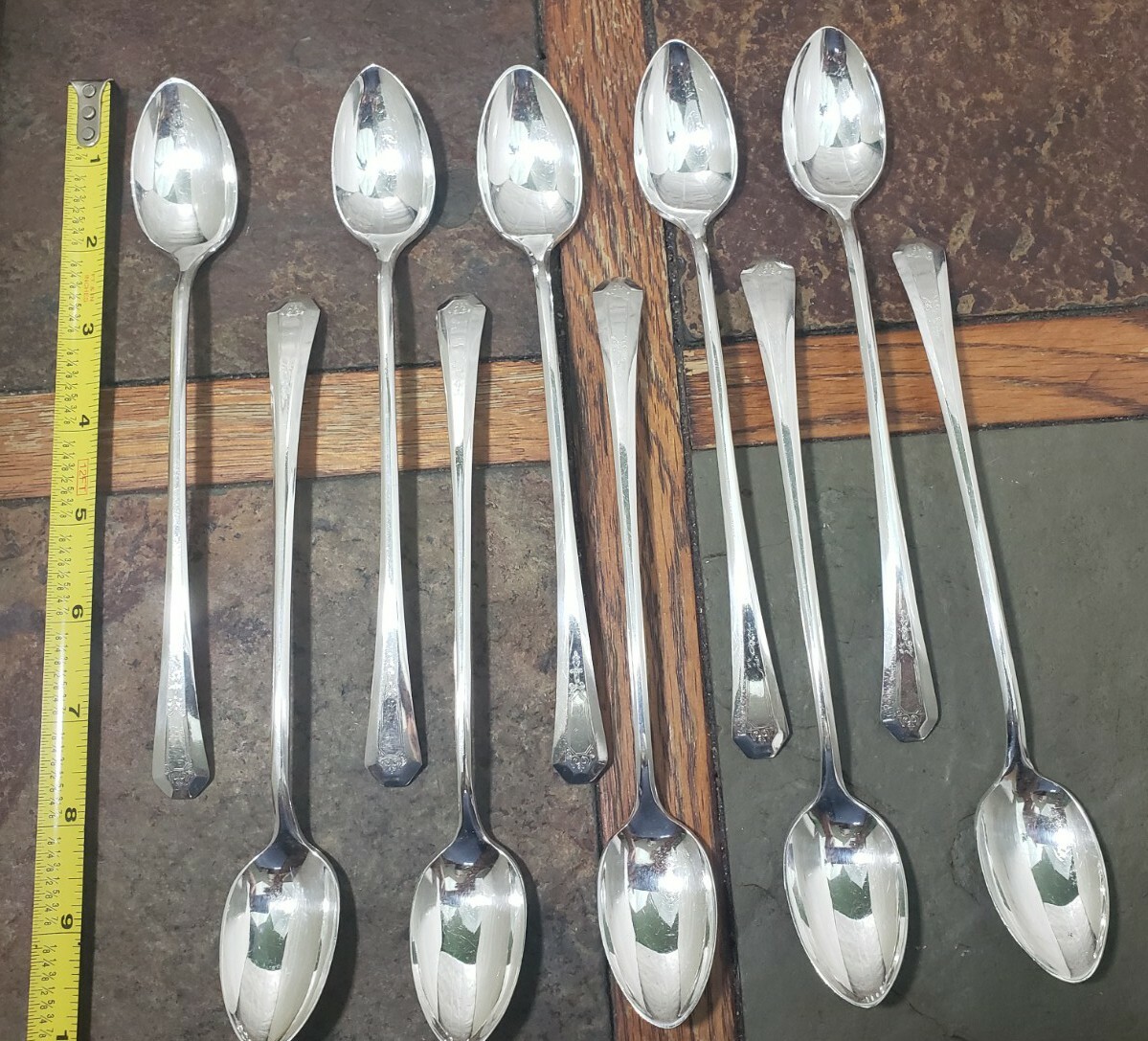 LOT OF 10 c1920 LA FRANCE 🇫🇷 SILVERPLATED ICED TEA 🧉 / COLD BEVERAGE SPOONS