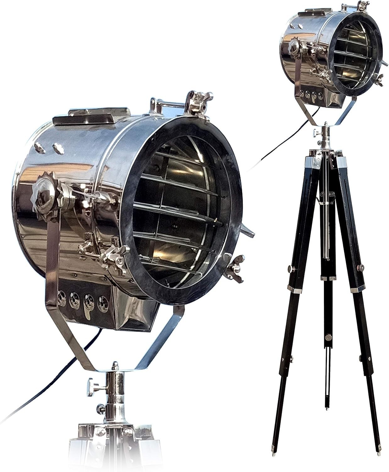 Industrial Hollywood Nautical Spotlight Tripod Floor Lamp Home & Office Decor