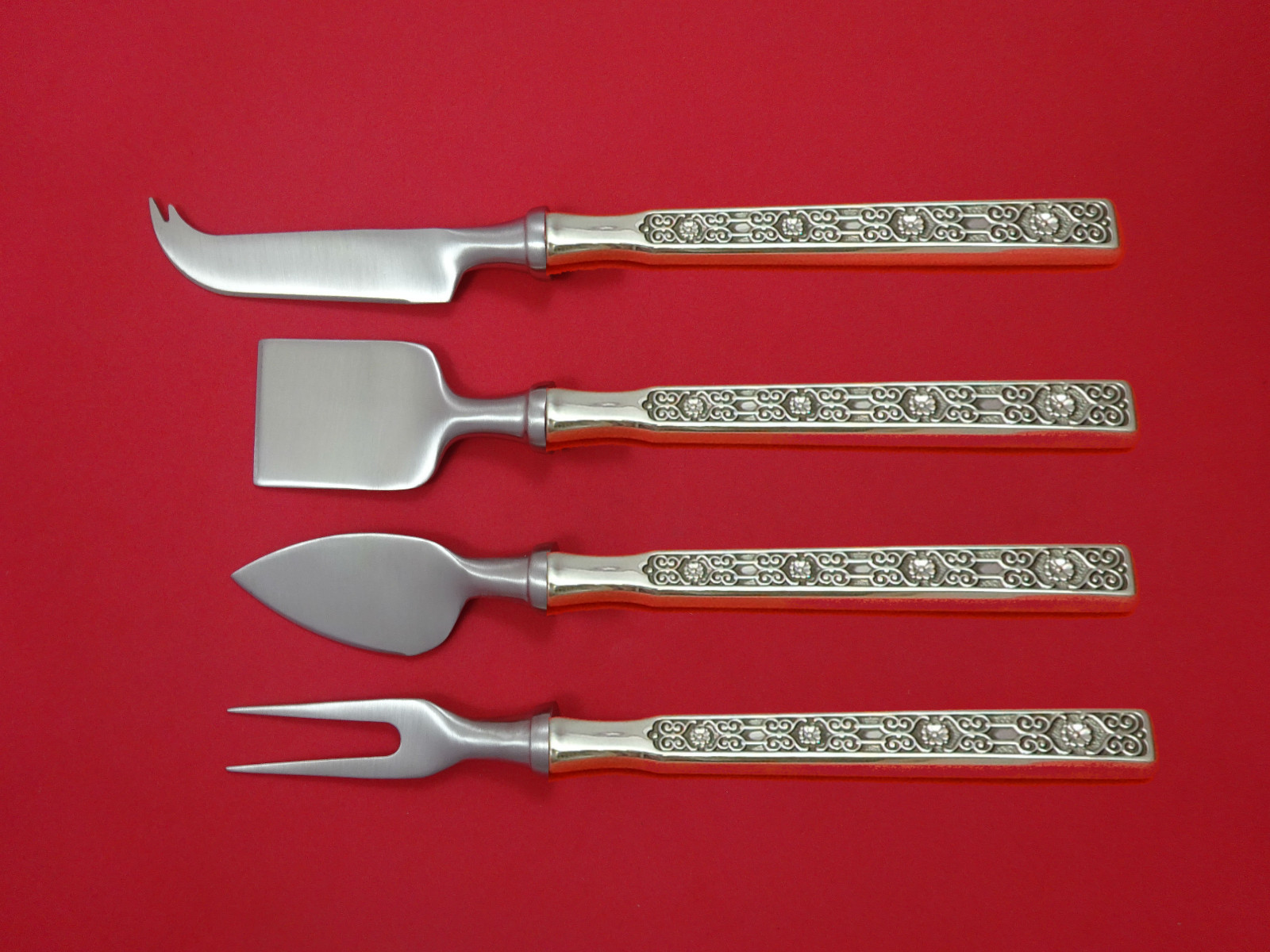 Spanish Tracery By Gorham Sterling Silver Cheese Serving Set 4 piece HHWS Custom