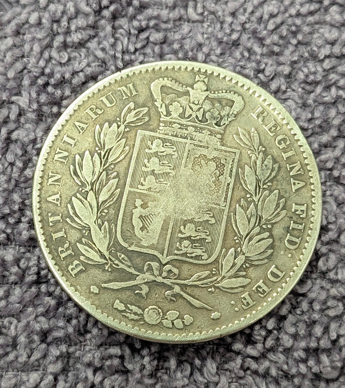 1847 Solid Silver Antique Victorian Era Crown Coin Vintage 0.925 Sterling Old UK