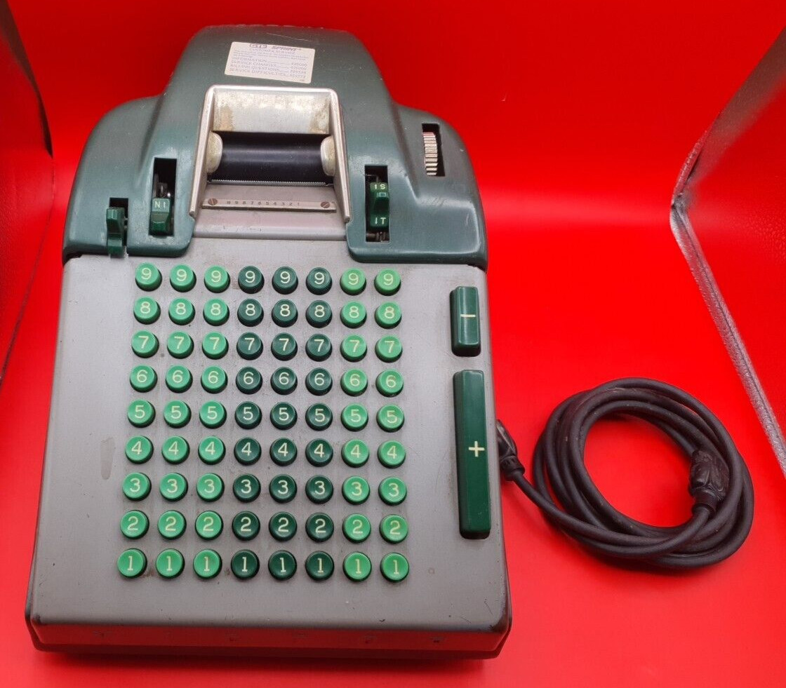 GENUINE Victor 72-Key Green / Grey Adding Machine – ELECTRIC – Full Metal Body