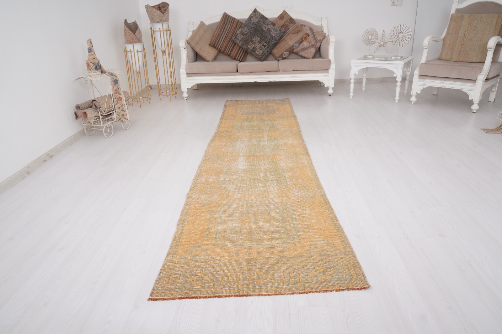 3×11 Vintage Runner Oushak Area Rug Turkish Handmade Antique Rug Neutral Rug,377