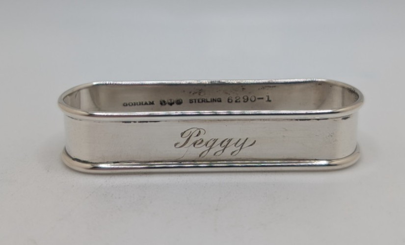 Vintage Gorham Sterling Silver Napkin Ring “Peggy” name engraving, 11 grams