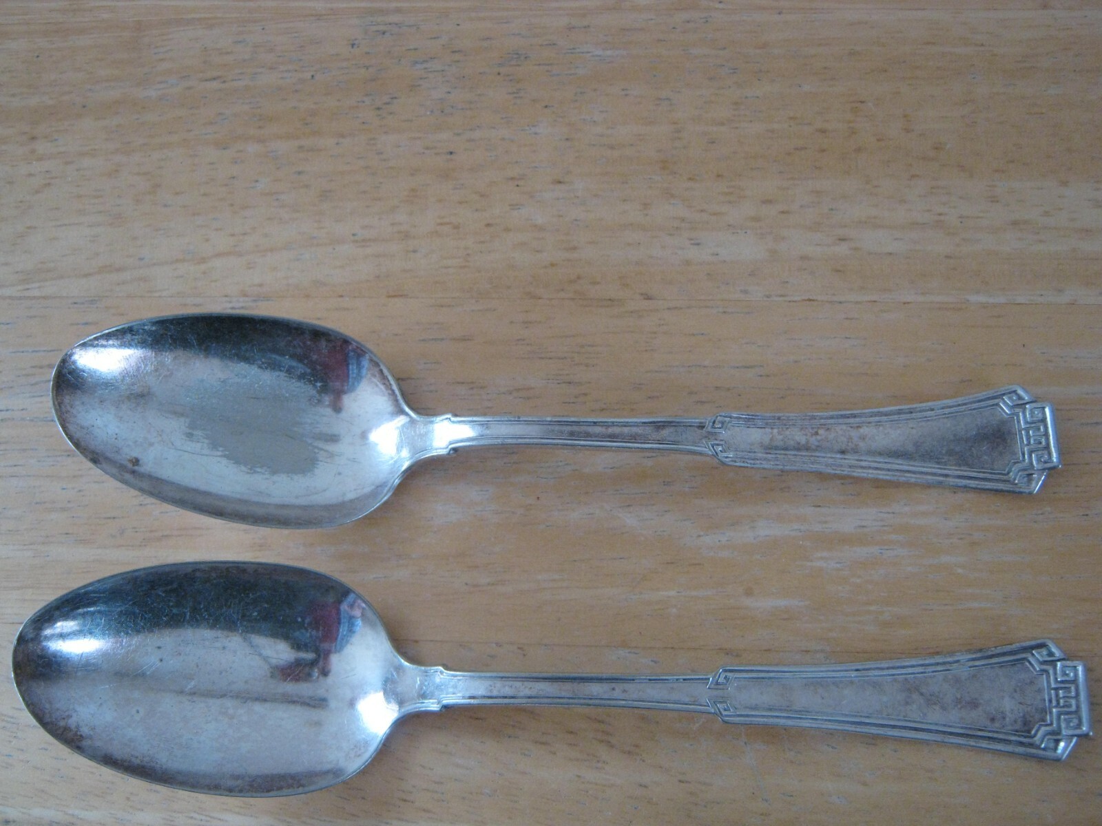 1881 Rogers Silverplate Grecian Pattern 2 Table, Soup or Serving Spoons