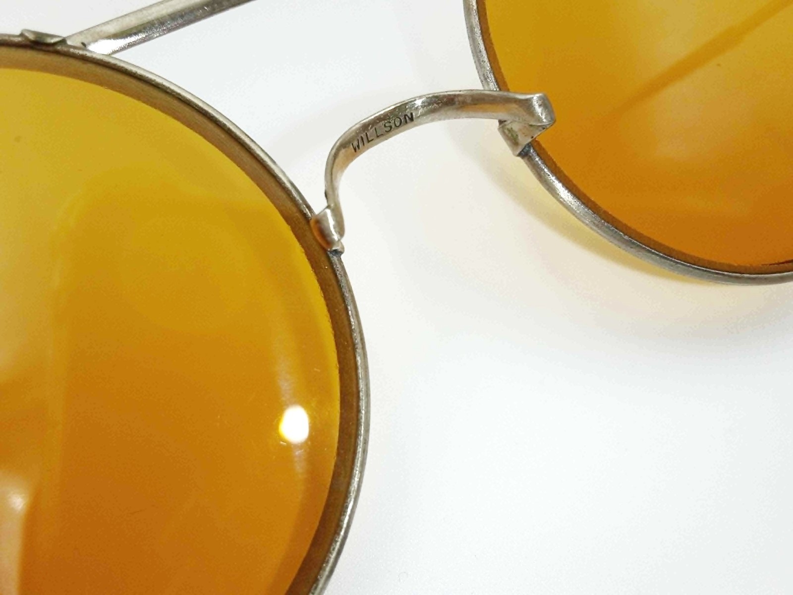 Antique Willson Amber Sunglasses Goggles Spectacles Vtg Safety Glasses Orange