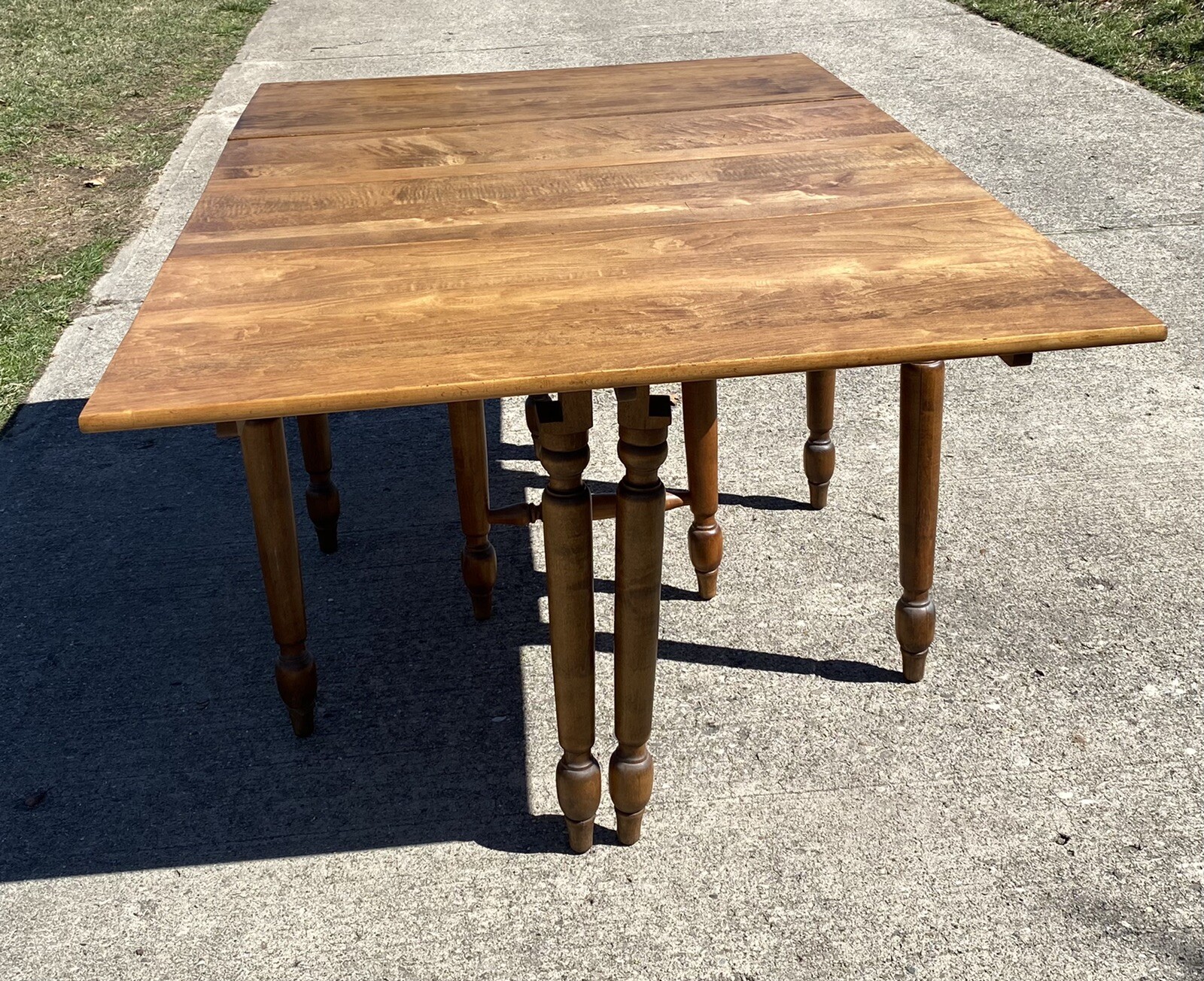 Antique Drop Leaf Gate 8 Leg Table Turned Legs Farmhouse Primitive Ash? Chestnut