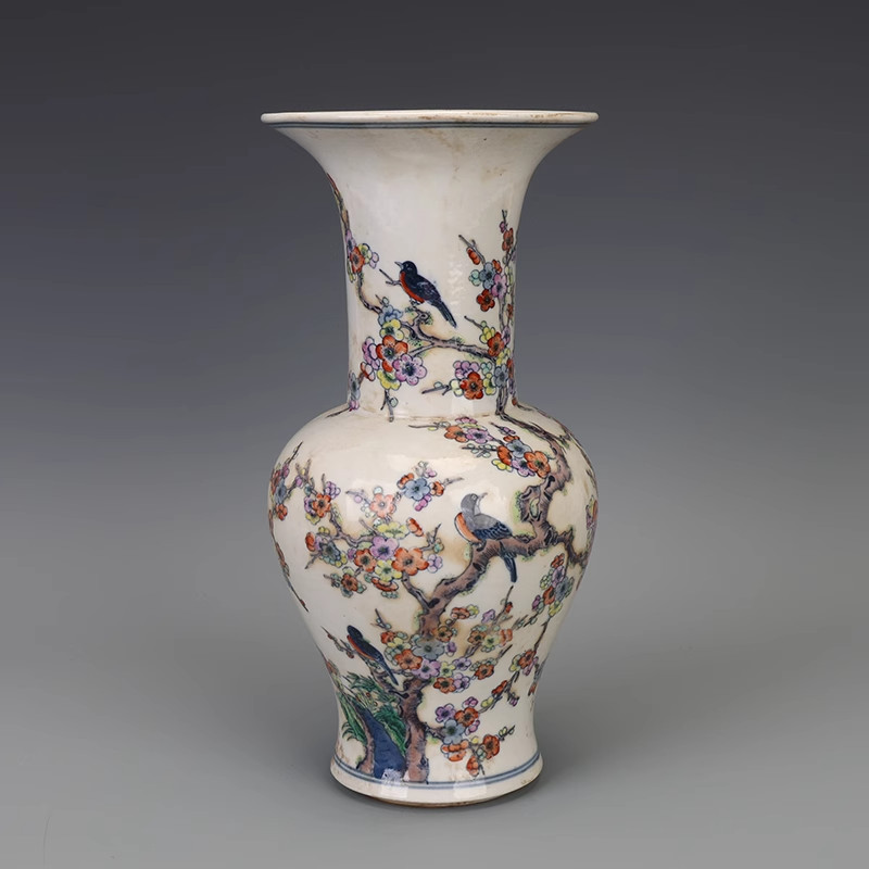 Collectable Art Handmade Painting Five Colours Porcelain Bird Vase