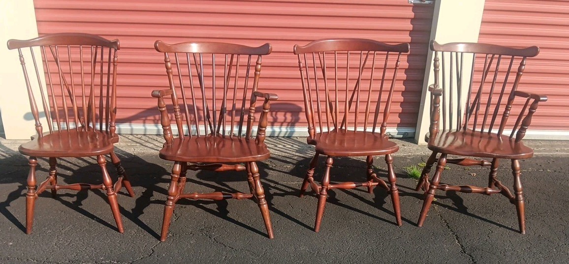 FIDDLE BACK WINDSOR CHAIRS CHERRY WOOD AMERICAN TENDON JOINT LEG CHOICE of FIVE