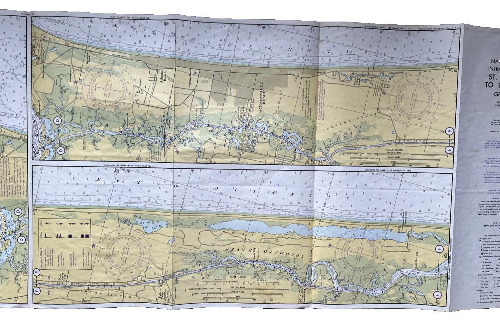 Vintage 1975 Nautical Chart St Simons Sound Tolomato River Amelia Isle. Waterway