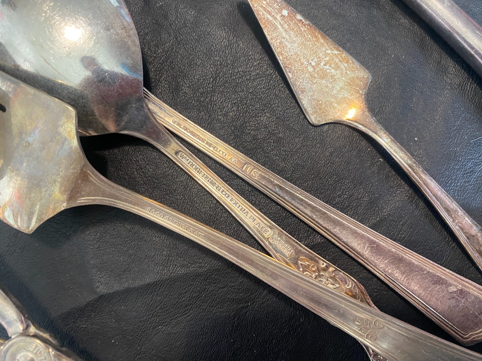 silverplate flatware lot 37 serving pieces utensils w/ spoon fork knife etc.