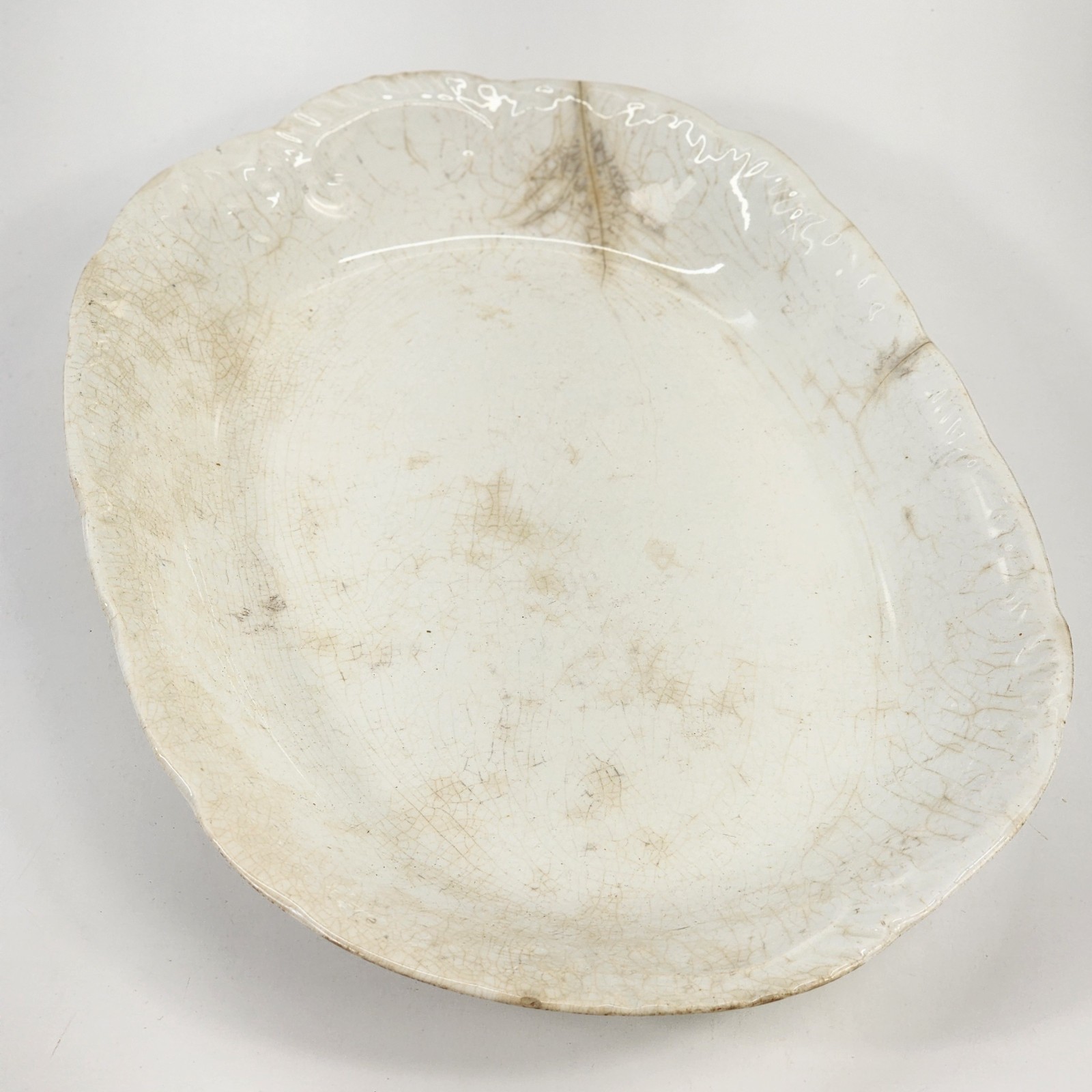 Antique Henry Alcock Porcelain Platter 14″ Heavy Crazing Discoloration England