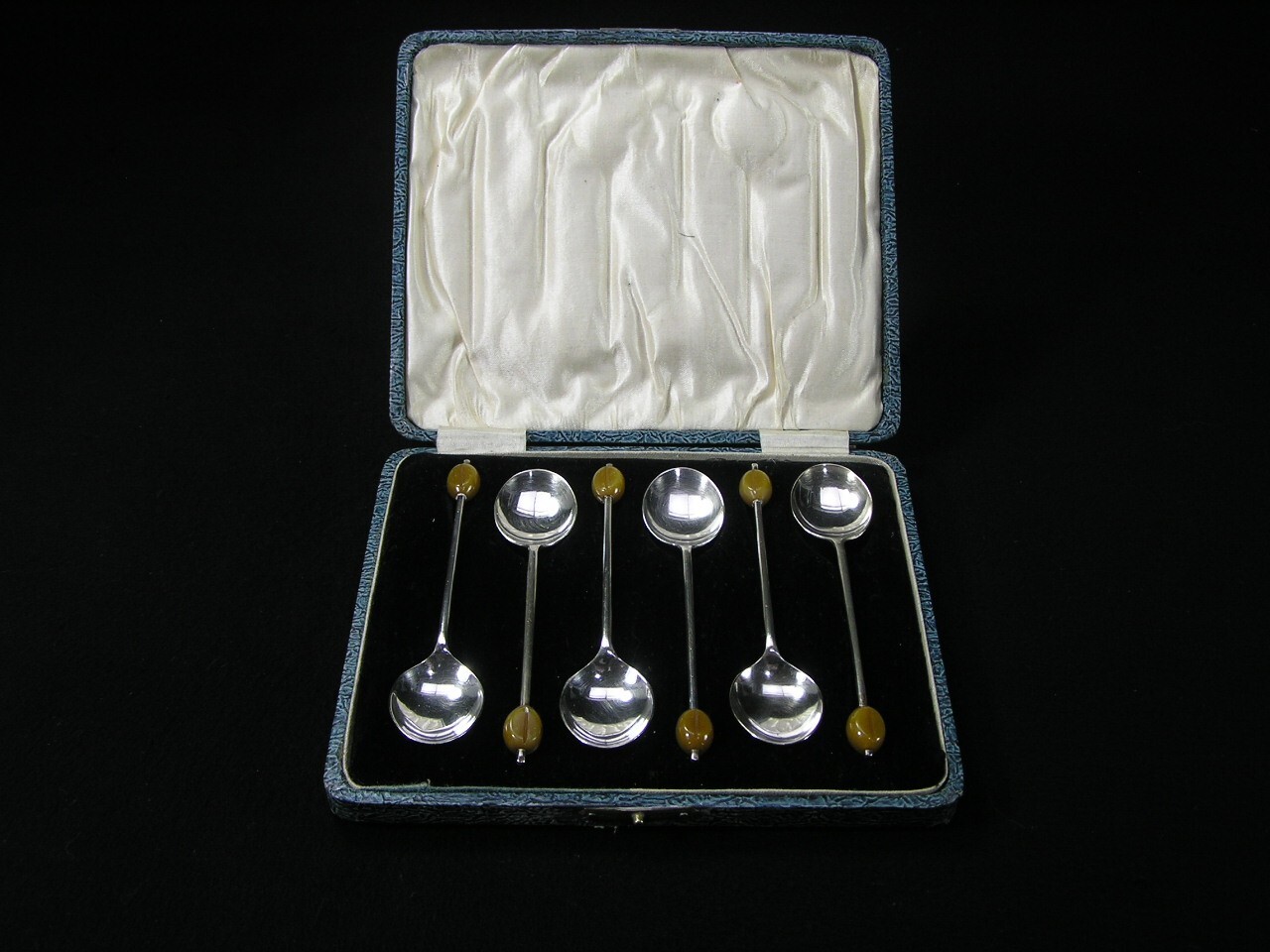 Vintage EPNS Coffee Bean Demitasse Spoon Set #3861 Free Shipping