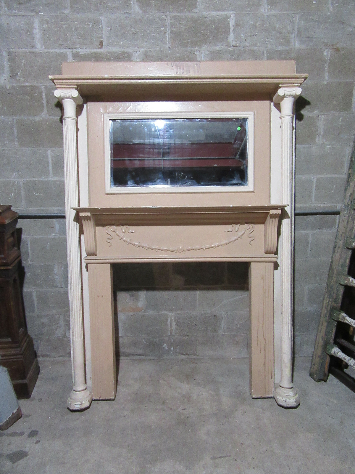 ~ TALL ORNATE ANTIQUE OAK FIREPLACE MANTEL ~ 60 x 86.5 ~ ARCHITECTURAL SALVAGE