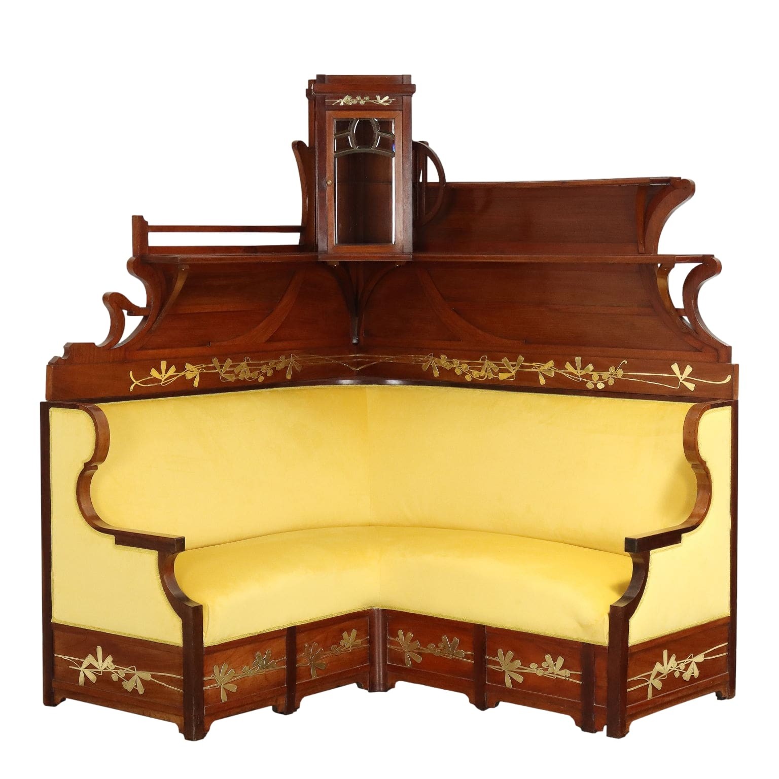 Antique Corner Sofa Art Nouveau Mahogany Oak XIX Century Original