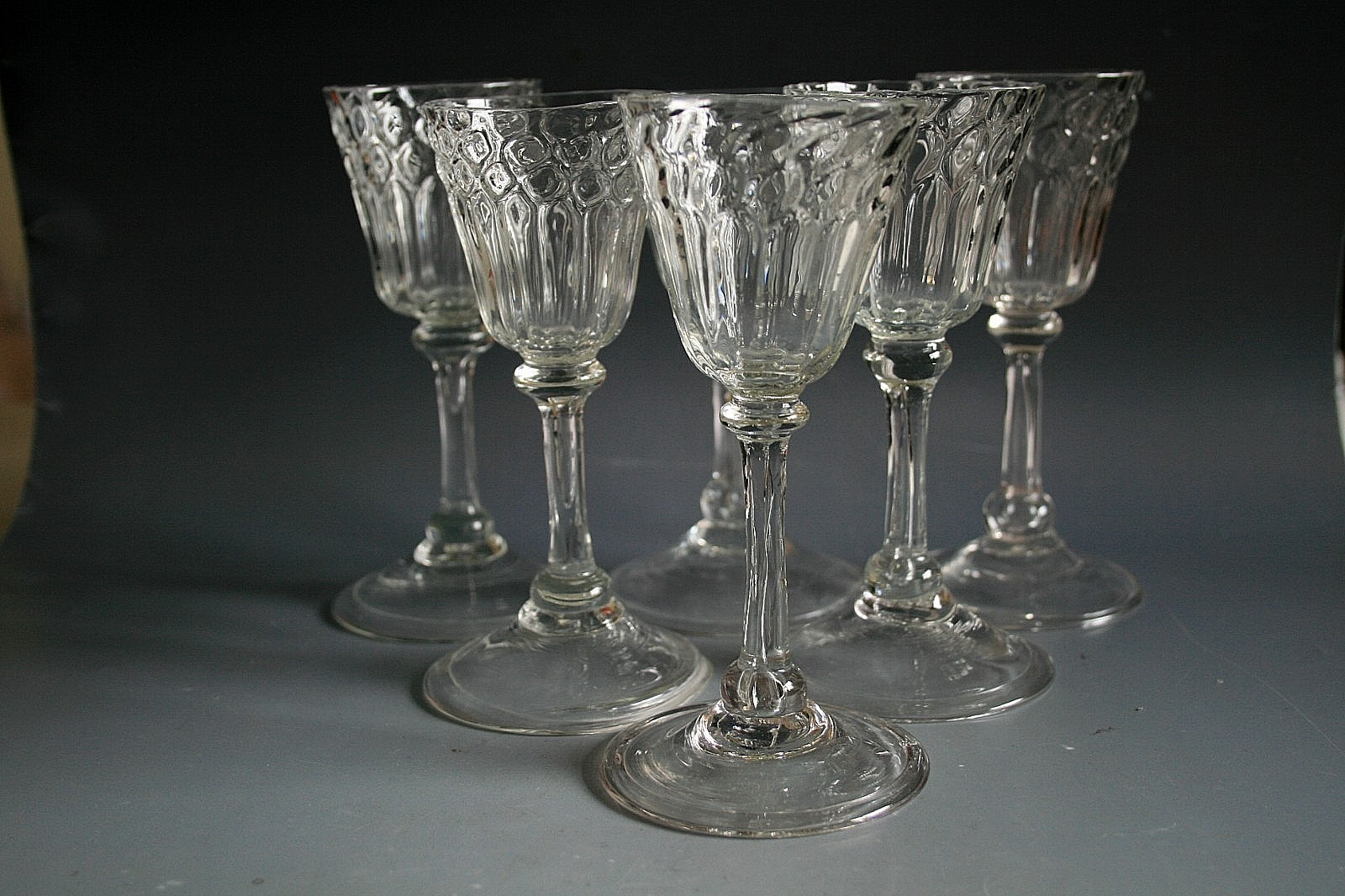 SET OF SIX 18TH CENTURY BELGIAN LIEGE WINE GLASSES – CIRCA 1730