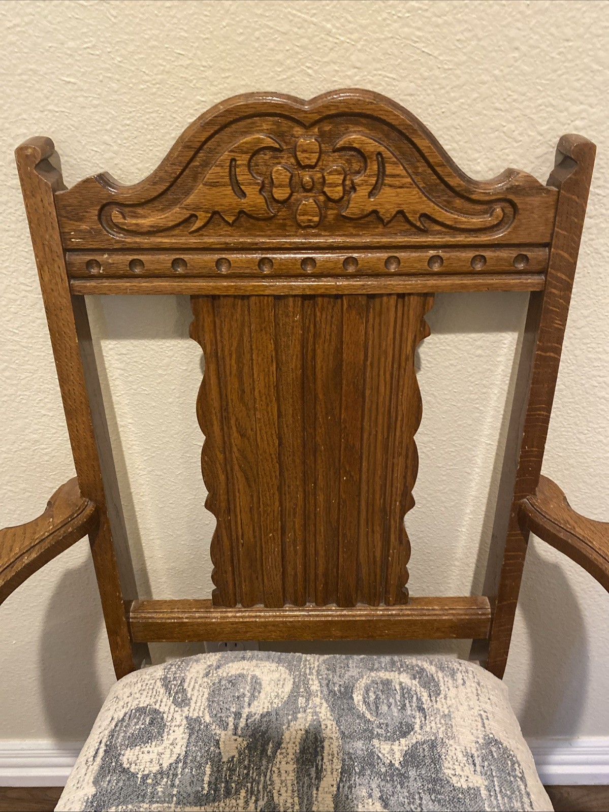 Antique Jacobean Style English Revival Dining Arm Chair