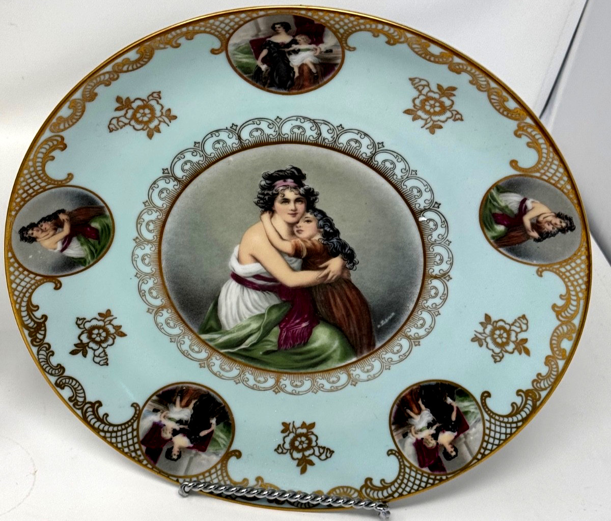 TWO – 10.5″ MITTERTEICH BAVARIA MOTHER/DAUGHTER PORCELAIN LEBRUN CHARGER PLATES