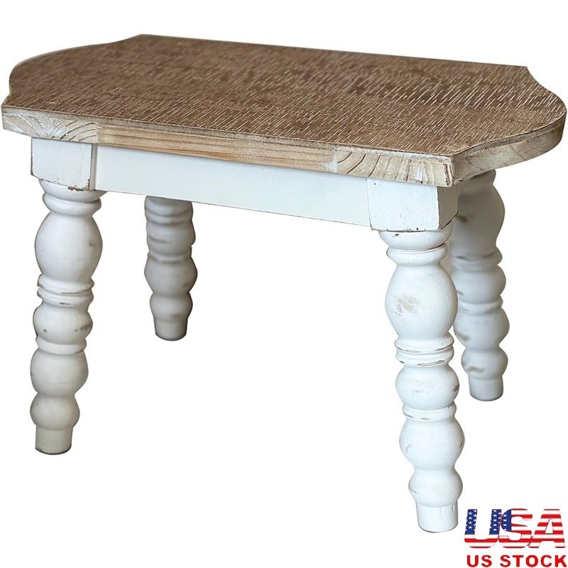 Antique Wood Step Stool Versatile Accent Furniture Easy Assembly Home Decor New