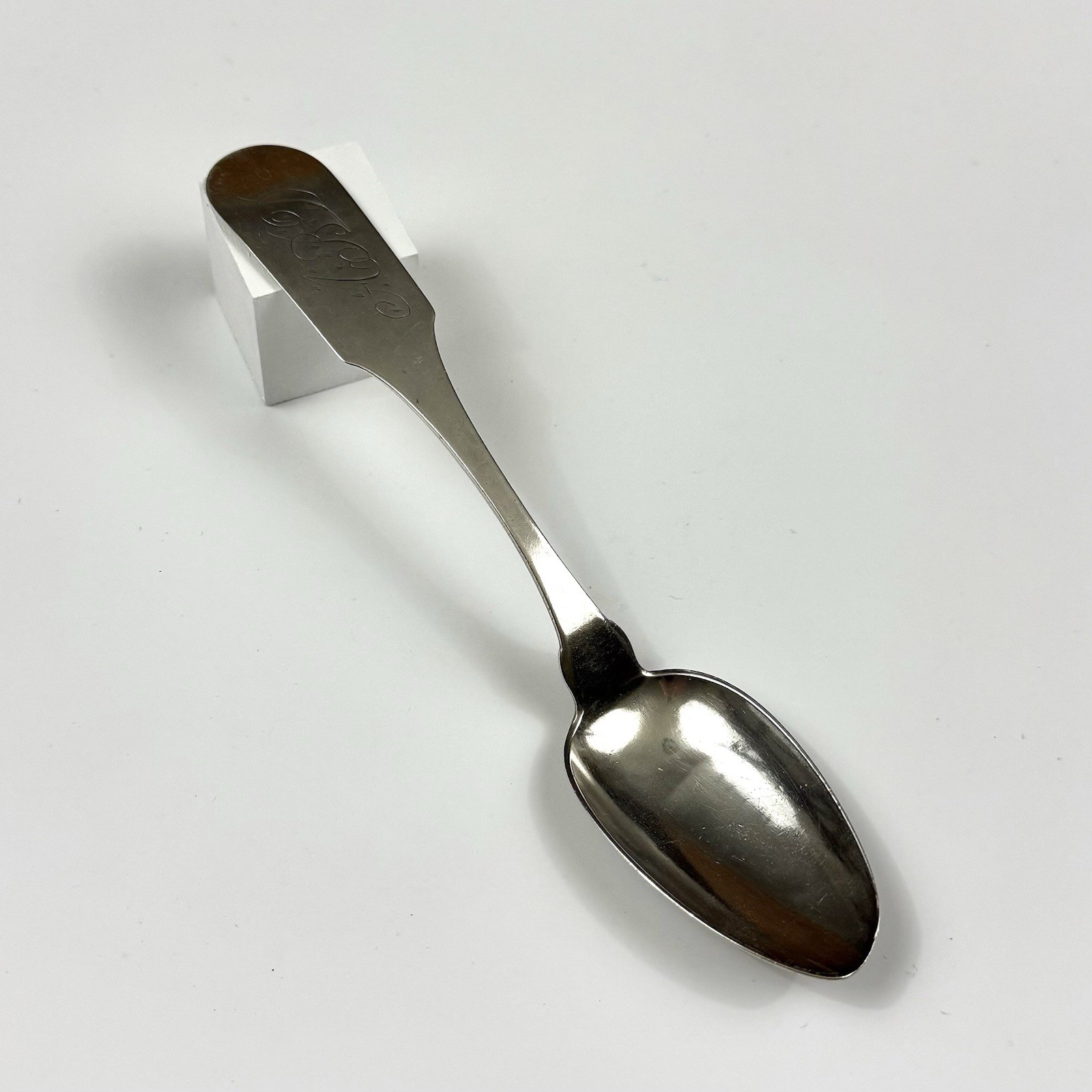 Antique Coin Silver Serving Spoon J. M. Barrows “Pure Coin” – 8.75” – 52g