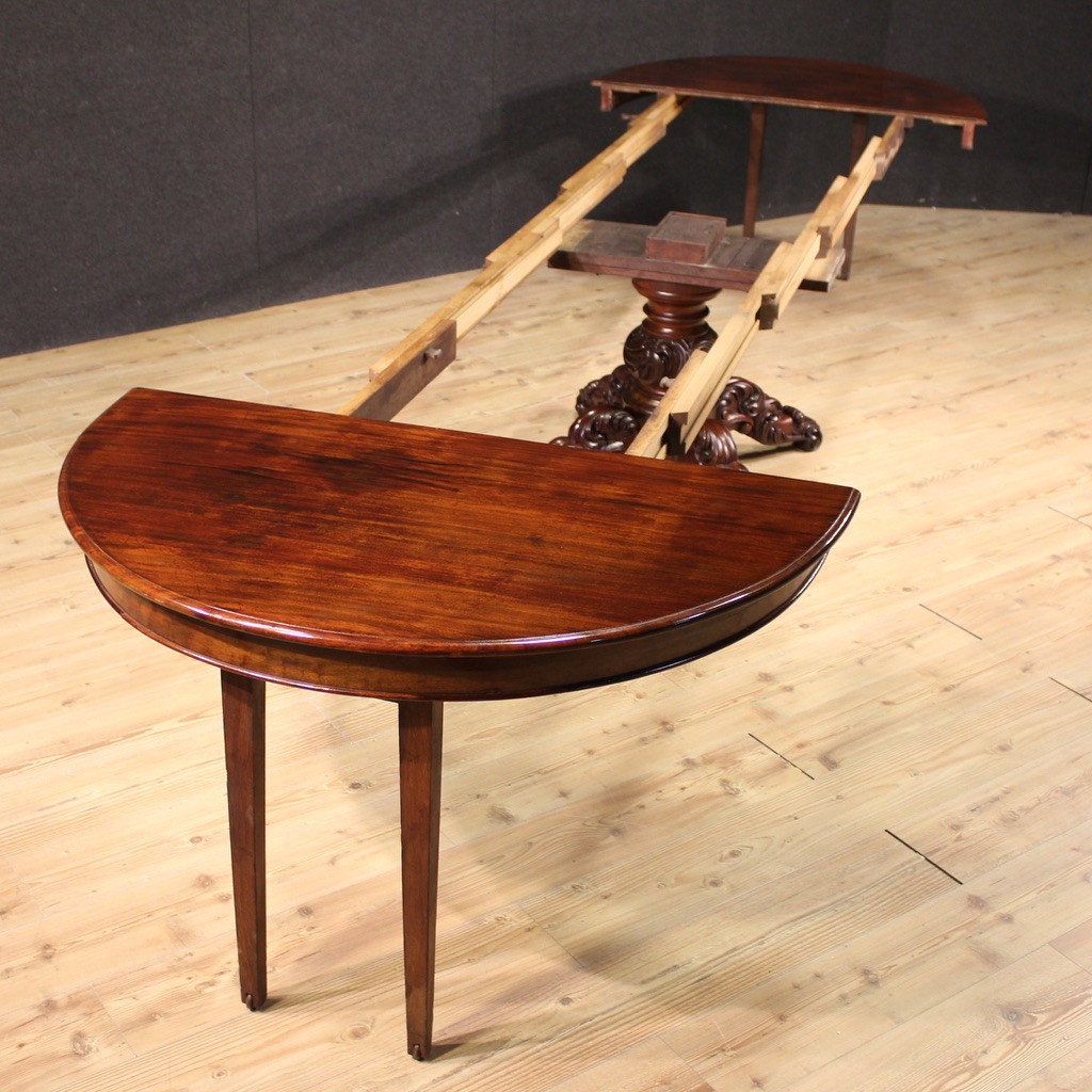 Dutch extendable table large lunch cabinet mahogany wood 19th century