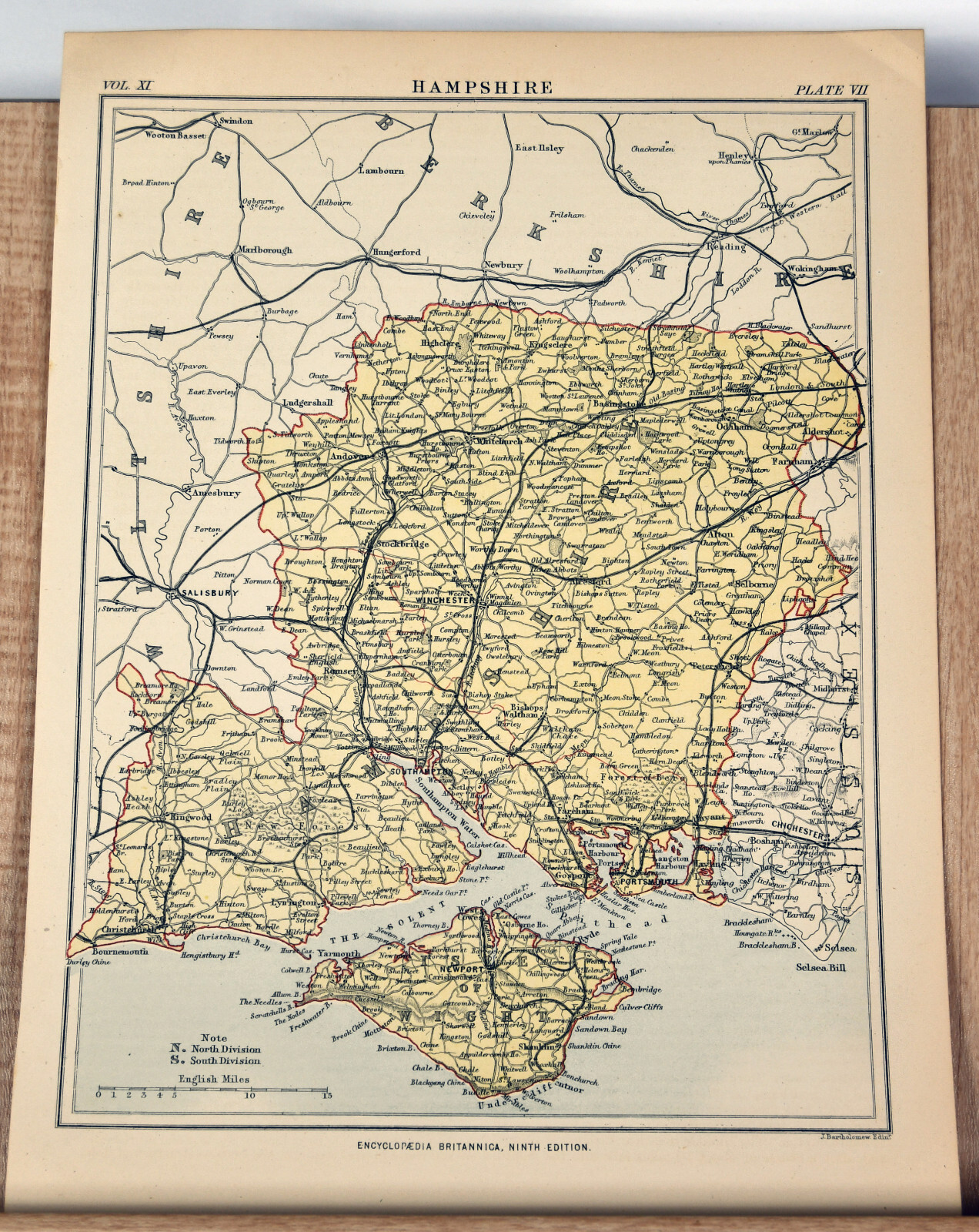 Antique 1889 Map Hampshire Winchester United Kingdom England Britain Newport