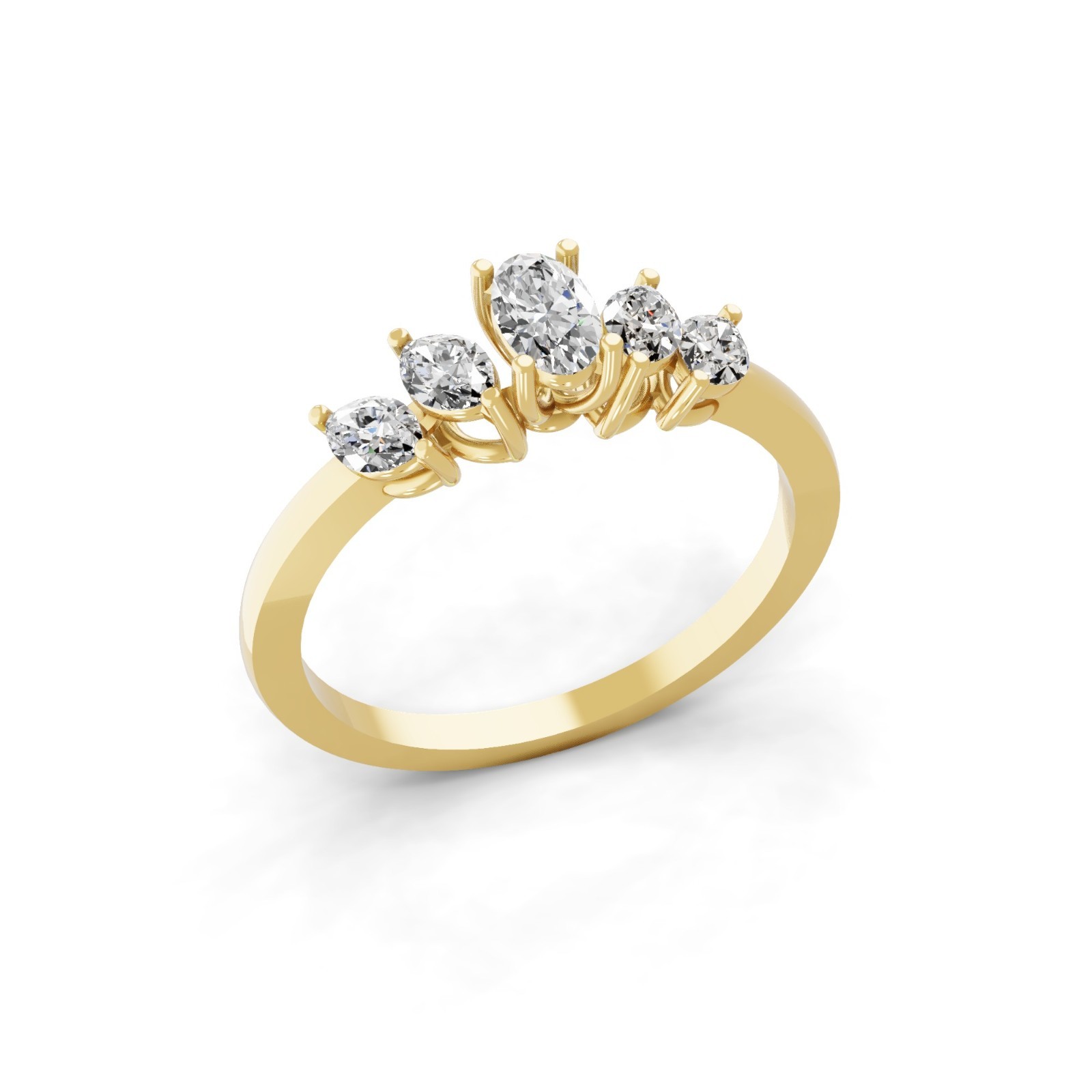 0.72 Ct Lab Grown Marquise Oval Diamond 9K Solid Yellow Gold Band Ring Jewelry