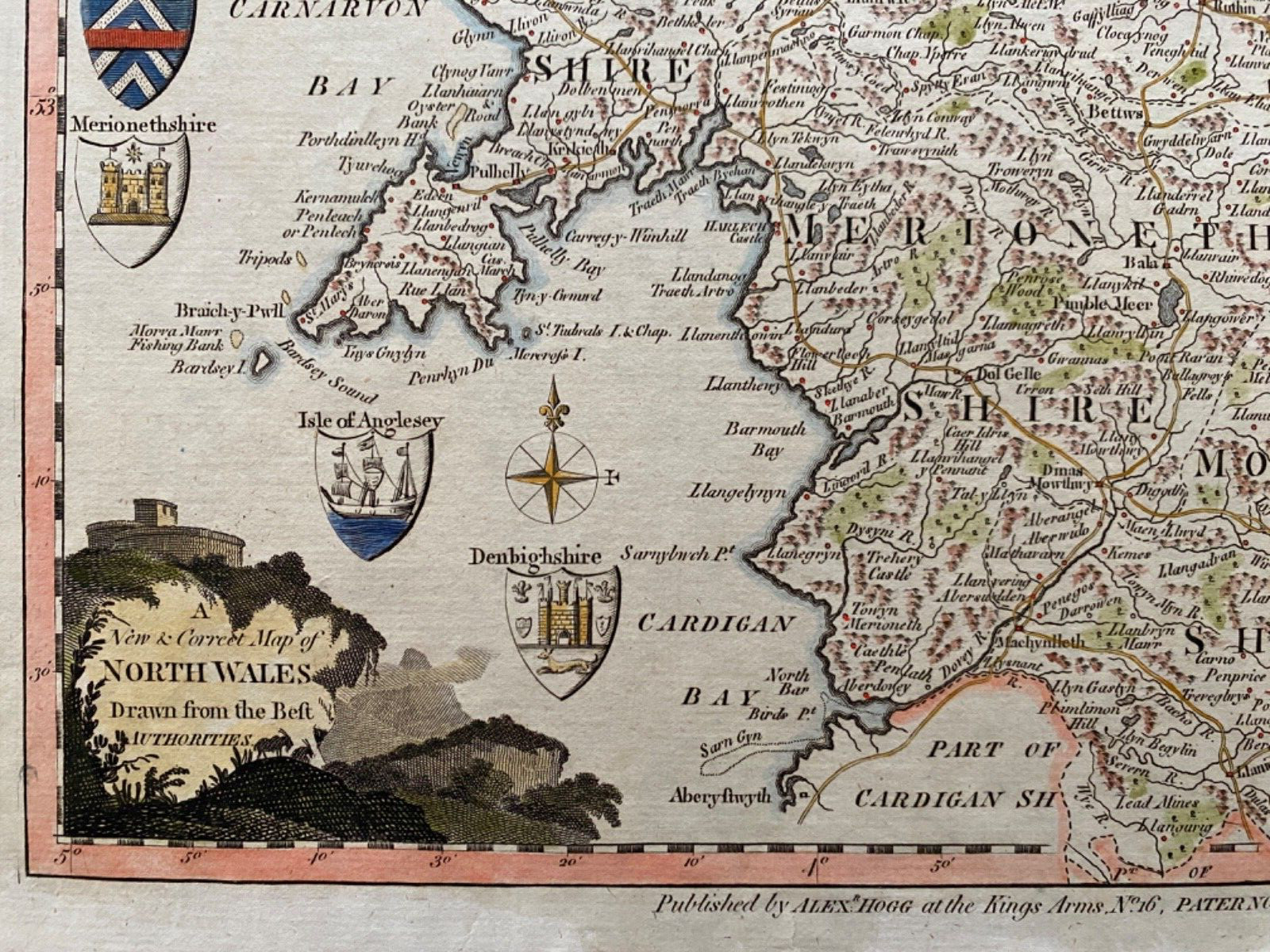 1784 Antique Map; North Wales