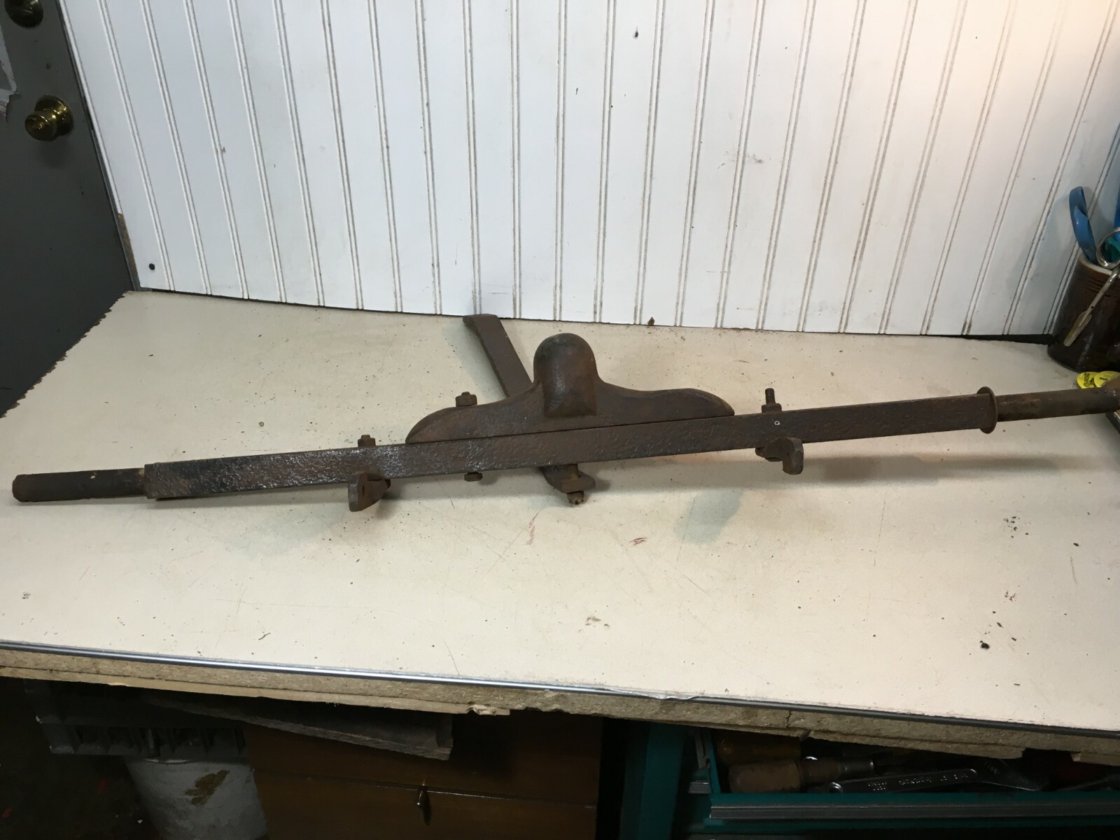 Antique Cast Iron Train Baggage Cart Axel 40in 1in Hub