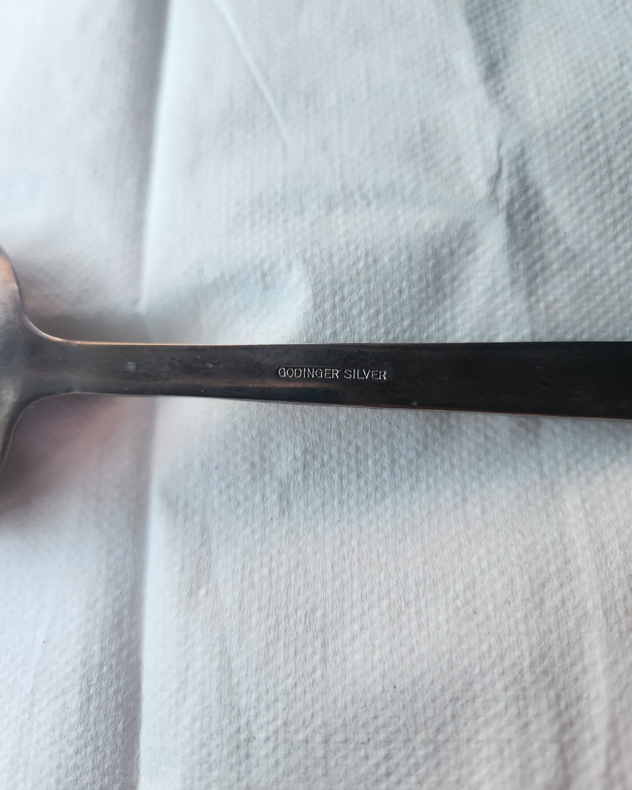 Vintage Godinger Silver Dinner Soup Spoon Ladle Square Handle – 6 inch