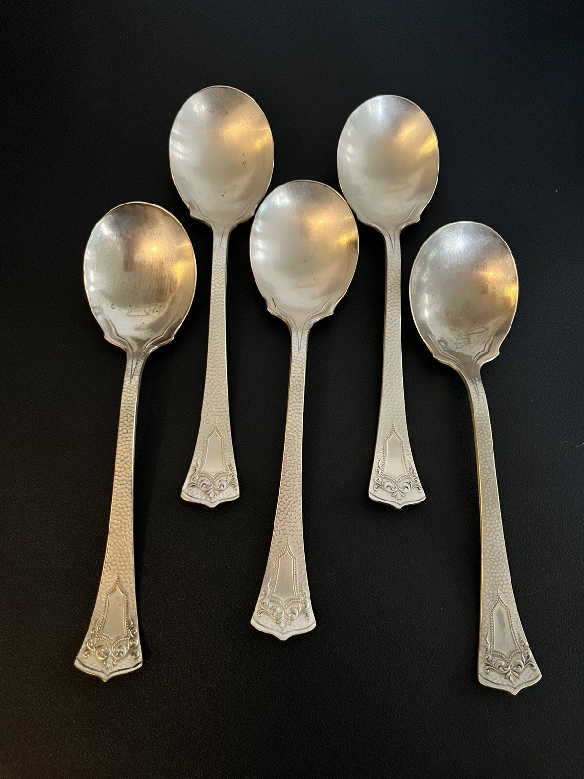 Antique Continental MFG. Co. NY Silver Plated Soup Spoons “Plymouth” Set Of 5