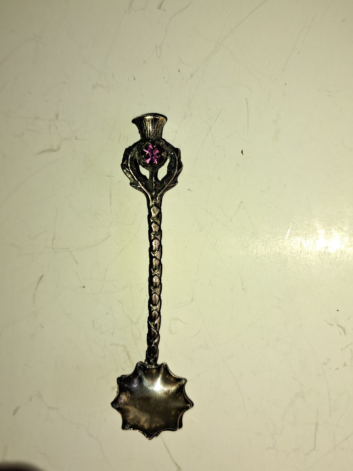 Vintage Breadner Manufacturing Co Thistle Sterling Silver Salt Spoon BMco