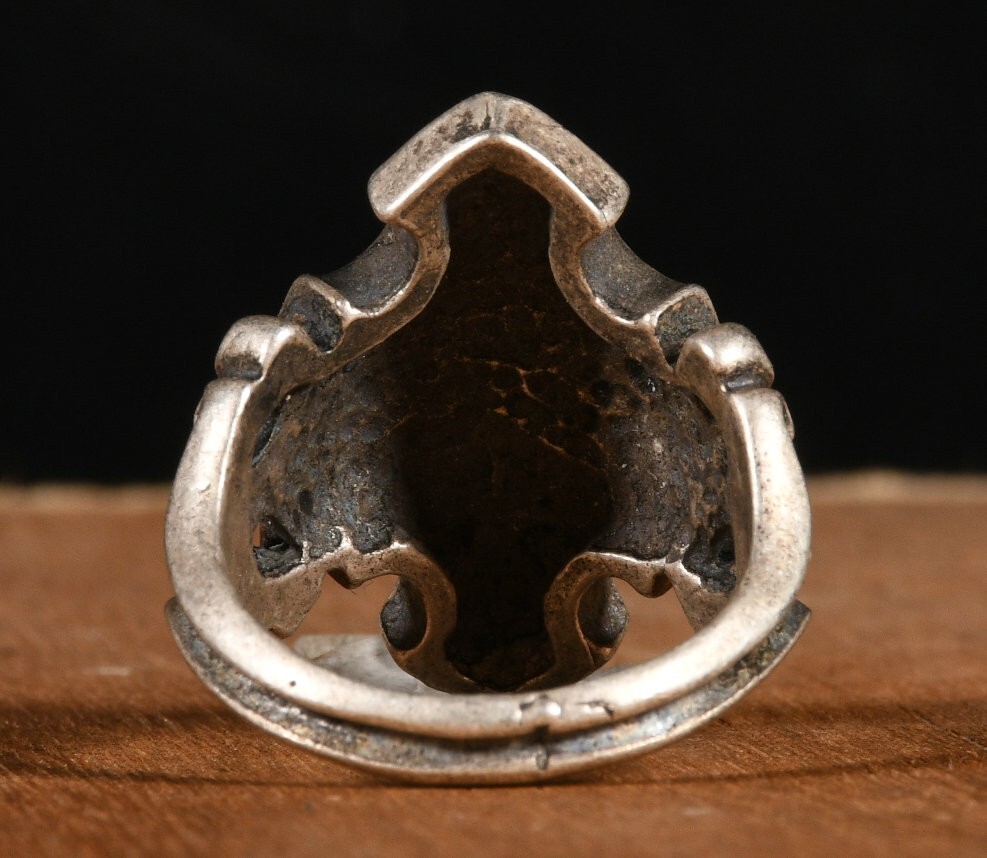 2.7CM Antique Tibet Old Silver Fengshui Skull Human Skull Head Ring Finger Ring
