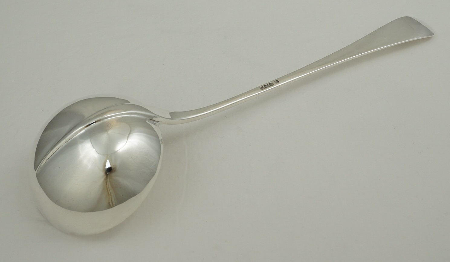 Heavy Silver Soup Ladle, Hanoverian With Rat Tail, Sheffield 1911, 342mm, 309g.