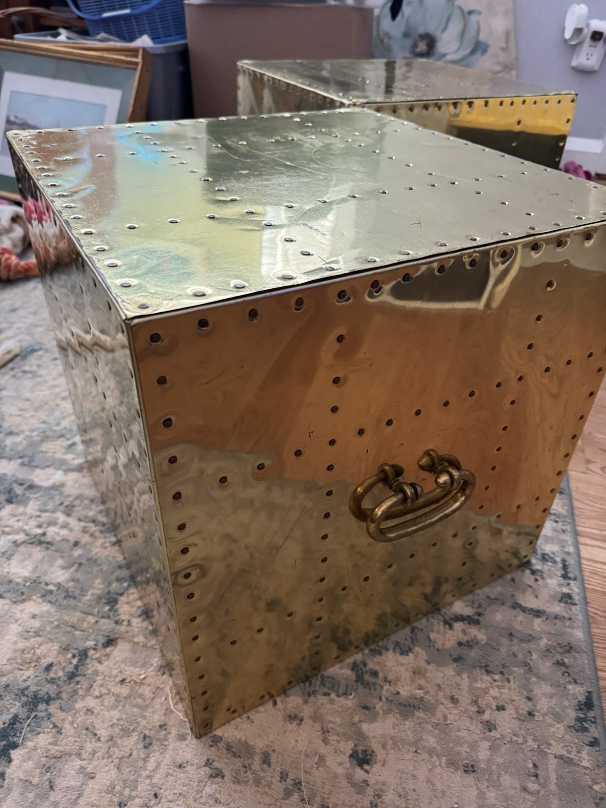 Sarreid, Ltd. Spanish High Style Brass Studded Cube Occasional Tables – Set of 2
