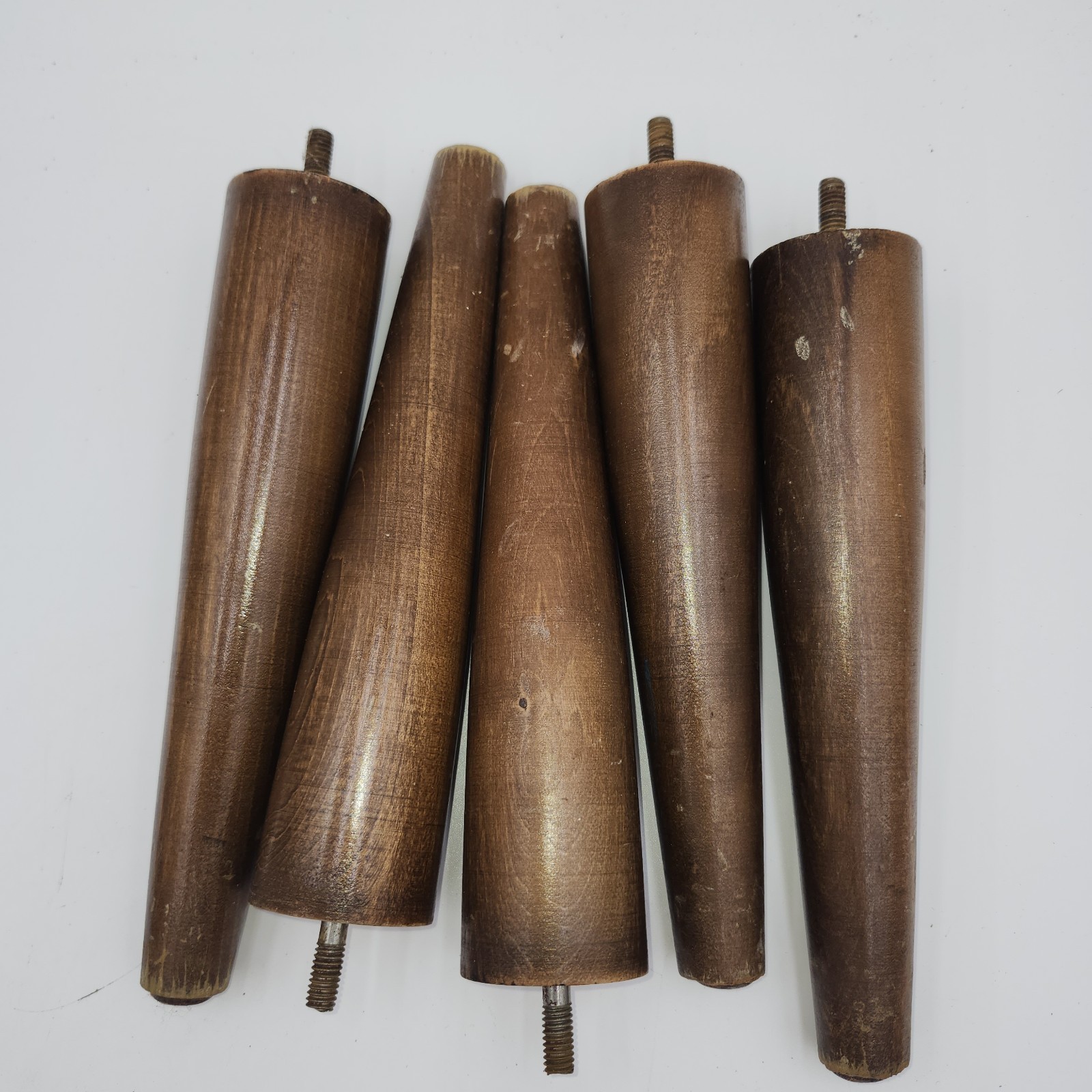 lot of 5 Vintage MCM Tapered Wood Furniture Legs 8.5″ restoration replacement