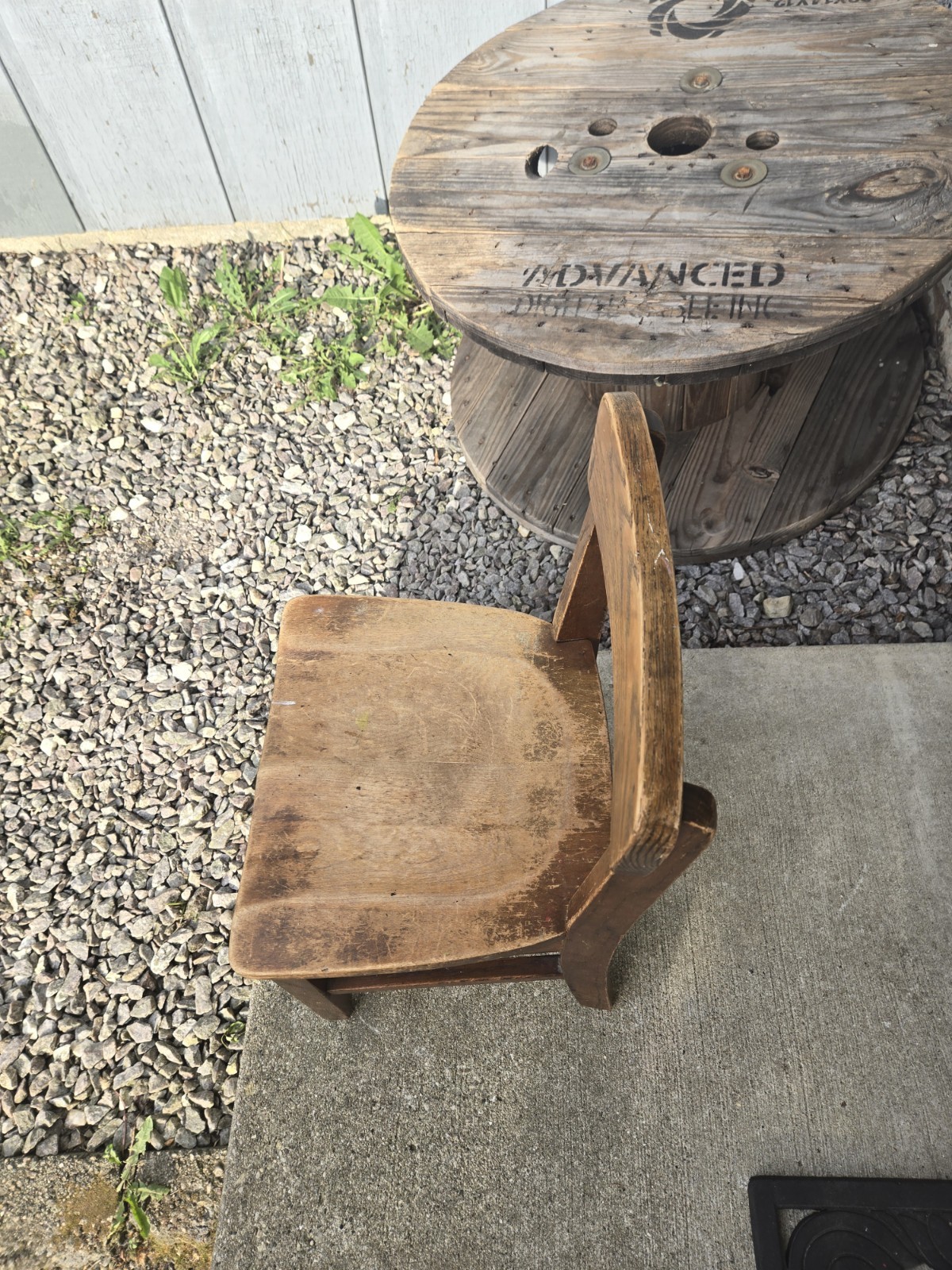 Vintage Solid Oak Wood Child’s Elementary School Chair Rustic Sturdy 22″ Tall