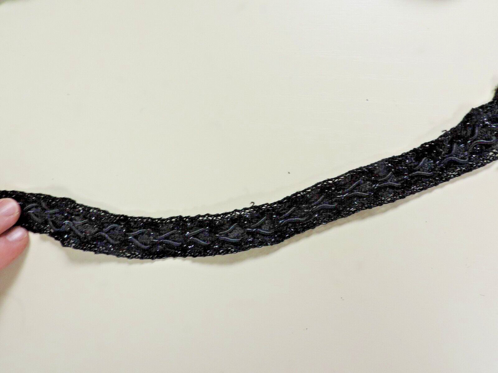 1800s Victorian Handmade Fine Beaded Corded Morning Lace/Trim .75″ x 60″