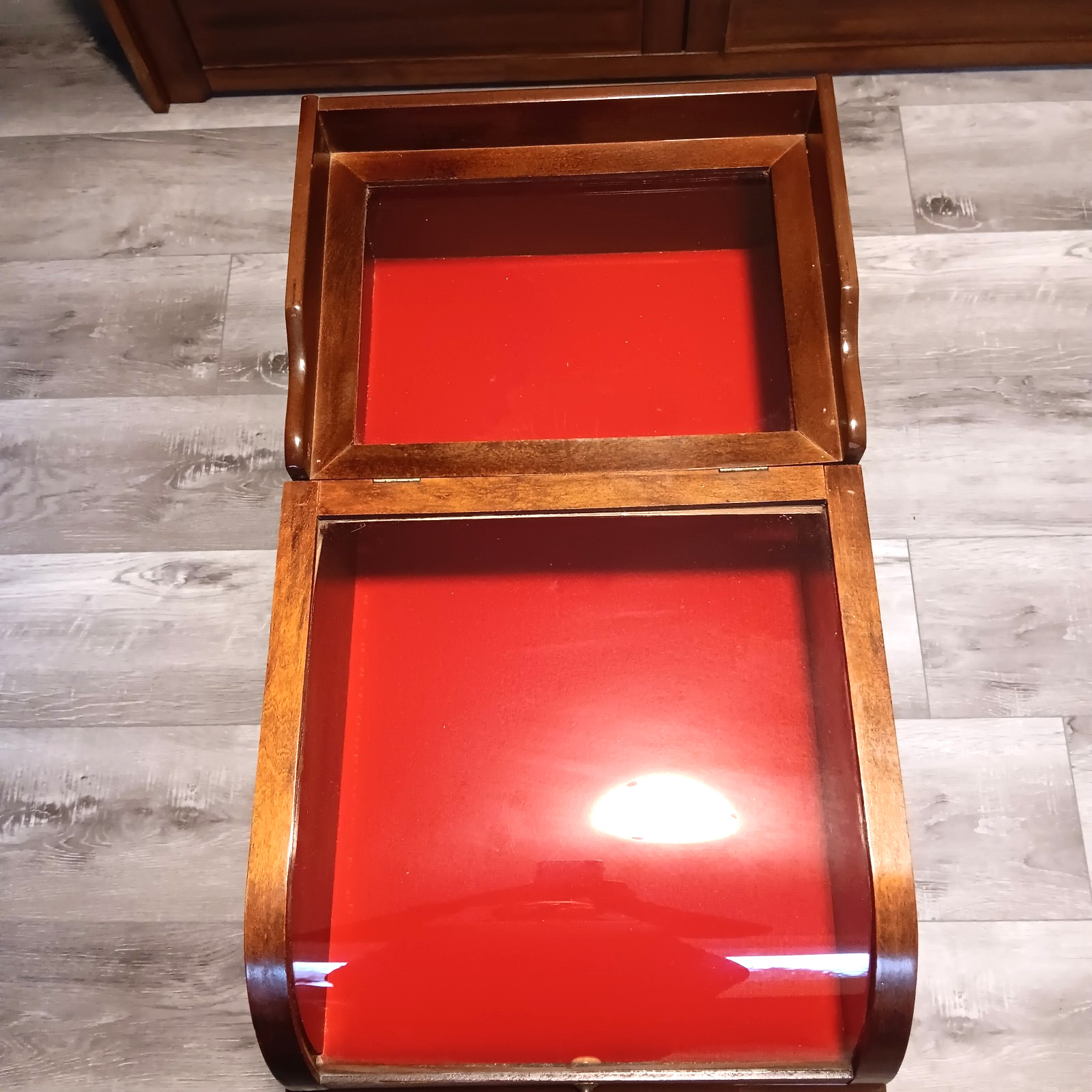 Rare Antique Victorian Wood & Curved Glass Showcase/General Store Display Case