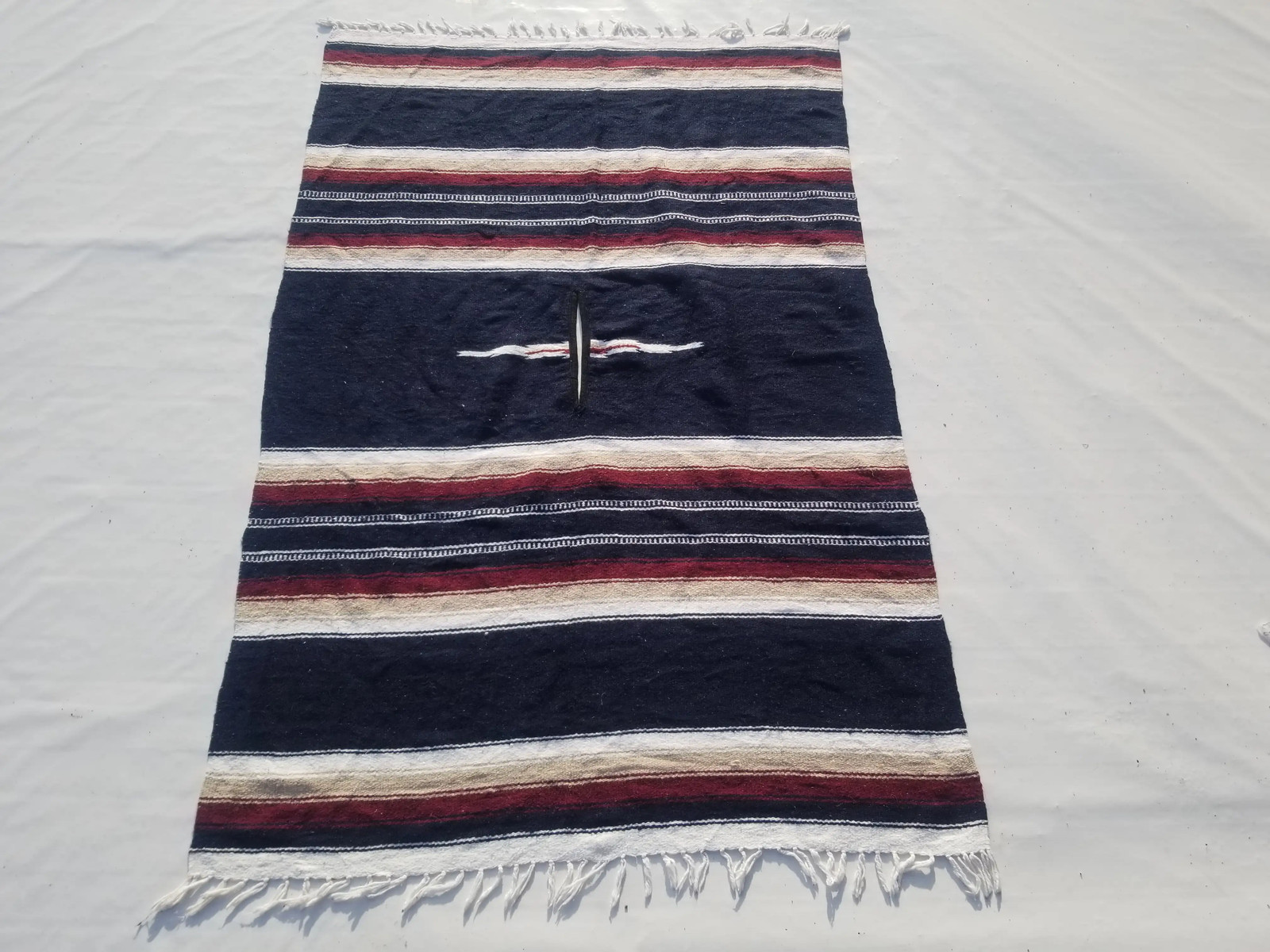 Vintage Traditional Handmade Mexican Serape Wool Multi Kilim 6.1×4.0ft