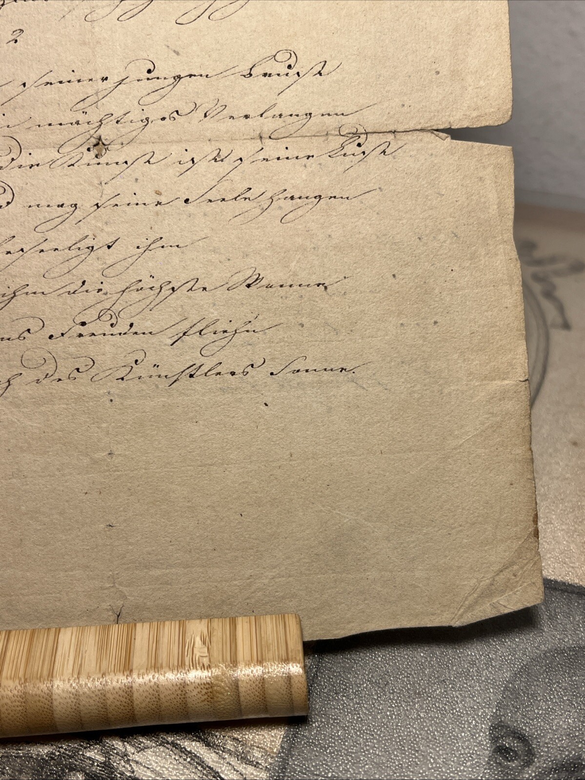 Original Antique Manuscript Handwriting Ribbed Paper Watermark Letter