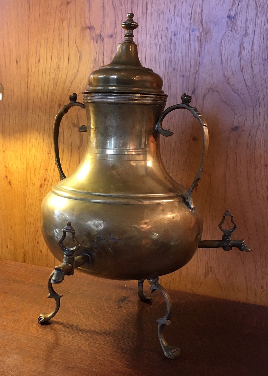 Antique 18th Century Dutch Brass Samovar Coffee Tea Hot Water Urn 16″ x 14″