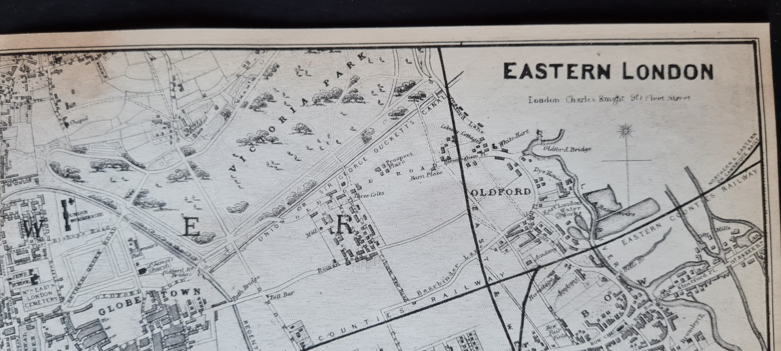 Antique 1850 map – Eastern London – C. Knight – Hackney – Docks – Bow – Stepney