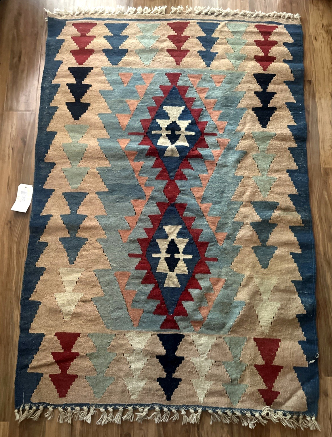Turkish Kilim Rug Anatolia Tribal Diamond Eye Motif Turkey Approx 4×6 Ft Vintage