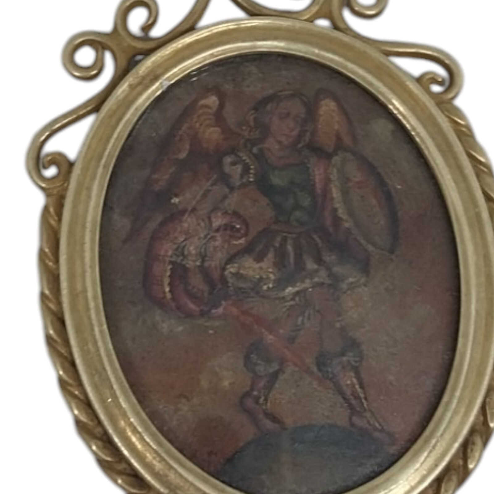 Antique very rare double devotional medallion Spanish Colonial 18 Th 19 Th