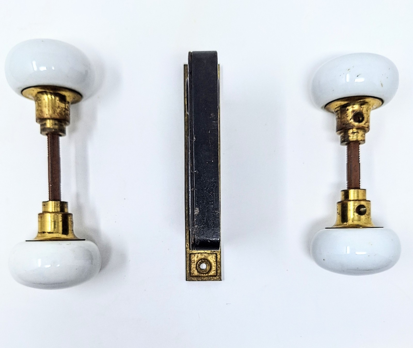 Antique Sargent Mortise Lock Plus Two Sets Of White Porcelain Door Knobs